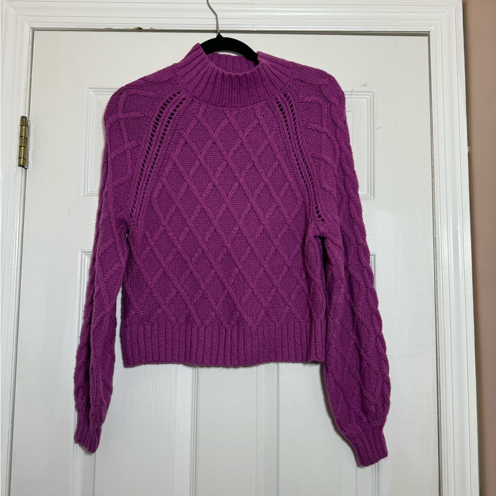 Purple Cable Knit Sweater